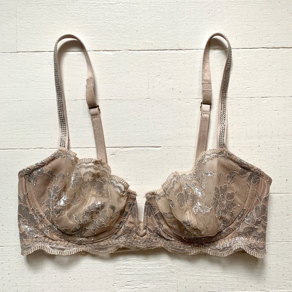 Victoria’s Secret Lace Metallic Rhinestone Bra, 32B